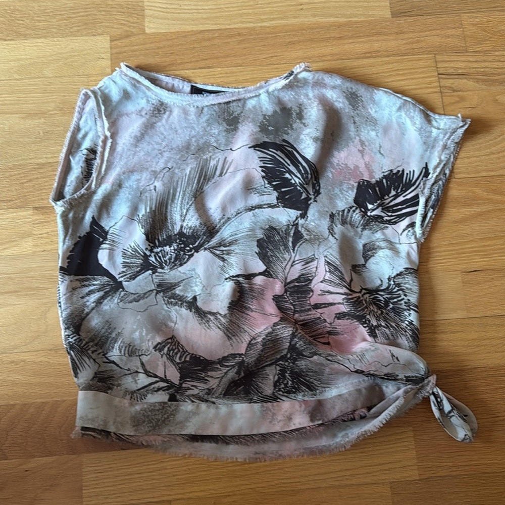 BCBGMaxAzria Watercolor Floral 100% Silk Top